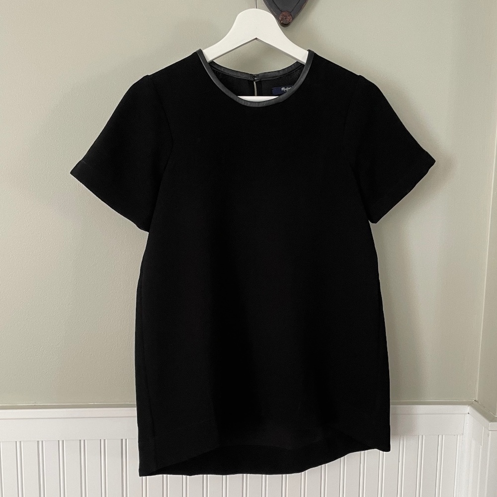 Madewell Black Swing Top with Leather Collar SZ XS